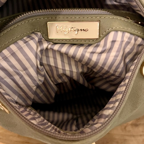 Miztique Olive Green Italian Leather Backpack - Picture 3 of 10